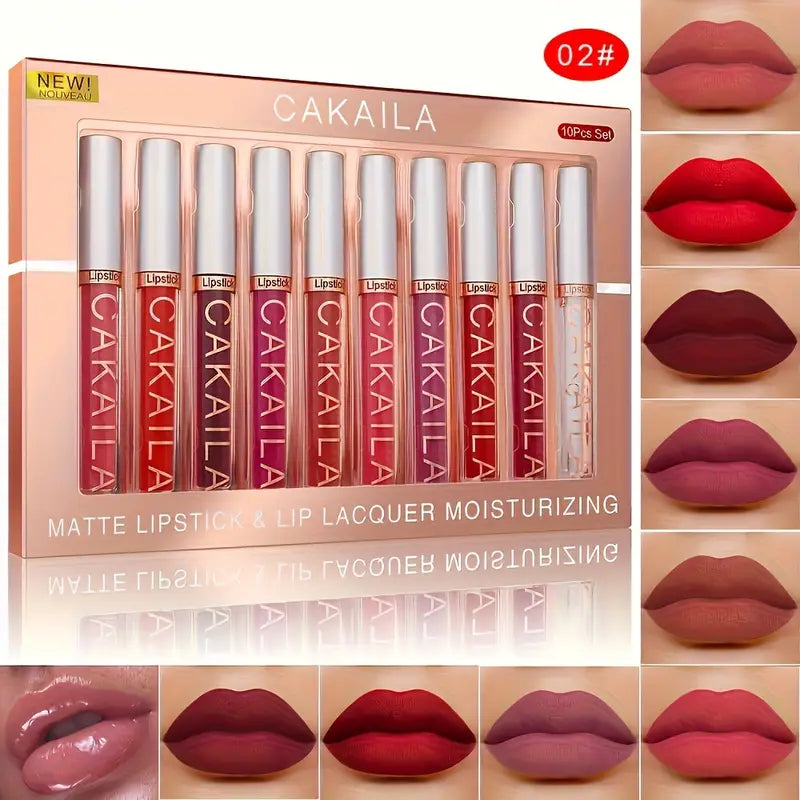10 pack matte lip gloss lipstick set