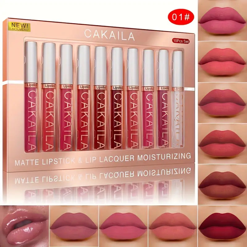 10 pack matte lip gloss lipstick set